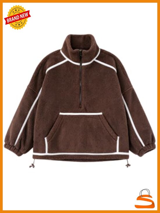 Other - Sherpa Fleece Half Zip Pullover Oversized Sweatshirt